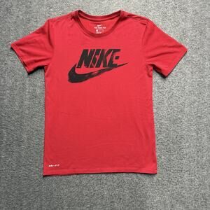 Nike Tee Athletic Dri Fit Shirt Mens Small Red Performance Training Swoosh